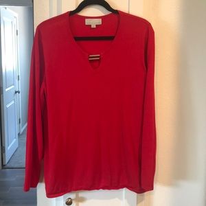4/$25 Carolyn Taylor Red Sweater Silver Trim